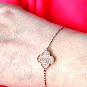 🍀 Clover Bracelet Rose Gold Plated over Sterling Silver 925 Italy